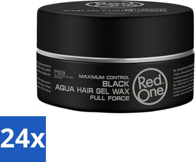 Red One - Haarwax - Black - Aqua Hair Gel Wax - Voor Krachtige Fixatie & Glans - 150 ml - Voordeelverpakking - 24 stuks