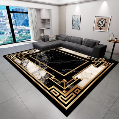 Zwart Huisdecoratie Tapijt Woonkamer Luxe Gouden Tapijten Hal Sofa Gebied Zachte Kleden Hal Slaapkamer Deurgang Vloermat 60*90cm