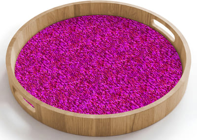 Dienblad rond 40x40 cm - Schootdienblad hout - Vloeiend - Olie - Roze - Verf - Borrelplank rechthoek - Plateau houten dienbladen