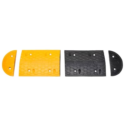 vidaXL - Verkeersdrempel - 226x32,5x4 - cm - rubber - geel - en - zwart