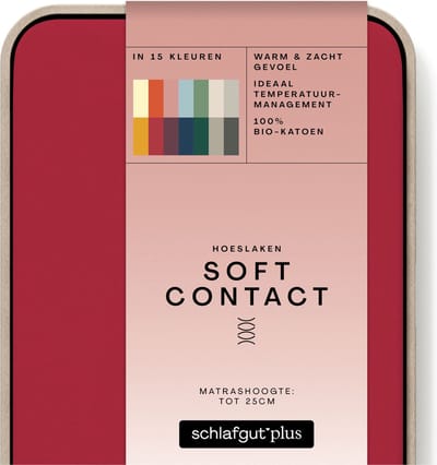 Schlafgut Soft Contact Jersey Flanel Hoeslaken S - 90x190 - 100x200 285 Red Deep