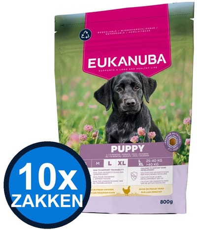 10x Eukanuba - Life Care Dog Puppy Large Chicken - Hondenvoer Droogvoer - 800 g