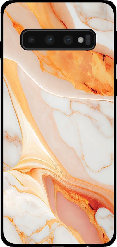 Smartphonica Telefoonhoesje voor Samsung Galaxy S10 met marmer opdruk - TPU backcover case marble design - Oranje geschikt voor Samsung Galaxy S10
