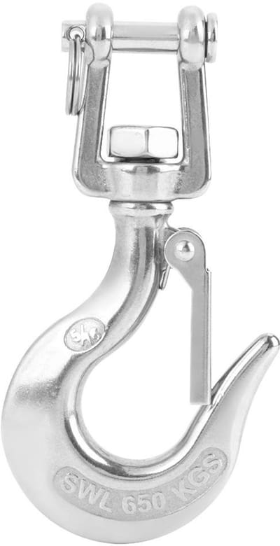 Dailygoods- Hijshaak Draaibaar 650kg - RVS - Veiligheidshaak - Grendel - Ketting - Schokbestendig