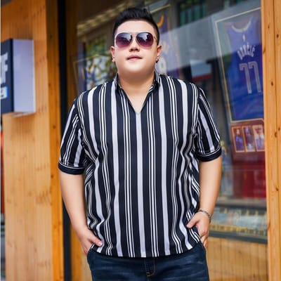 T-shirt à manches courtes pour hommes, grande taille, revers, soie glacée, Cool, gros homme, demi-manches, chemise corporelle, nouvelle collection 7XL noir
