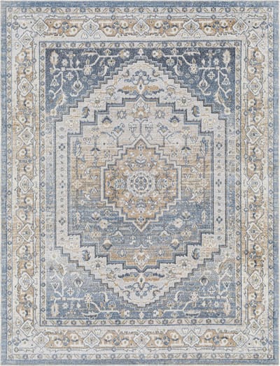 SURYA - JENNIFER Wasbaar Oosters Vintage Tapijt Blauw