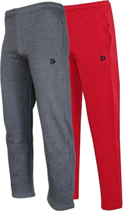 2-Pack Donnay - Joggingbroek rechte pijp (Wess) - Sportbroek - Heren - Charcoal-marl/Berry Red (465) - maat S