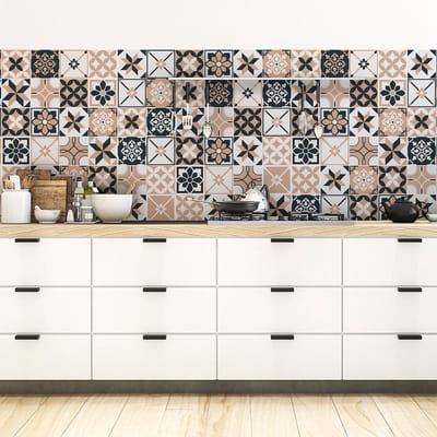 Zelfklevende tegelmuurstickers voor keuken en badkamer - 60 Naida Azulejo tegelstickers - 60 stickers 10x10cm