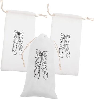 Ballettassen Set van 3 met Trekkoord - Lichtgewicht, Makkelijk Schoon te Maken en Ideaal voor Balletschoenen en Schoenopslag