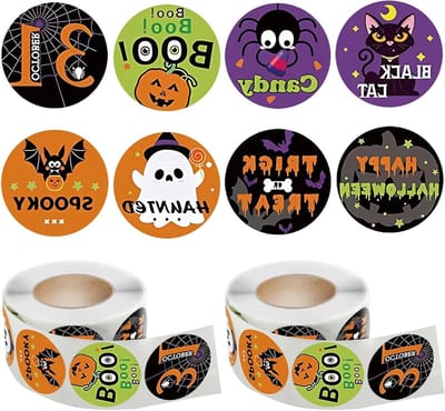 1000 Stickers voor Halloween, Schattige Stickers voor Kinderen en Volwassenen, Perfect voor Halloween Cadeaus en Versieringen met Pompoenpatroon