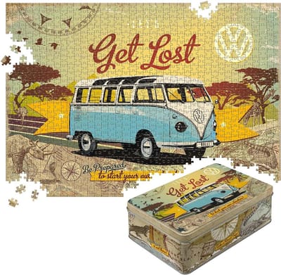 Puzzel 1000 stukjes - Legpuzzel - Ontspanning thuis - Vintage VW Bulli design - 68 x 48 cm - Kleurrijk
