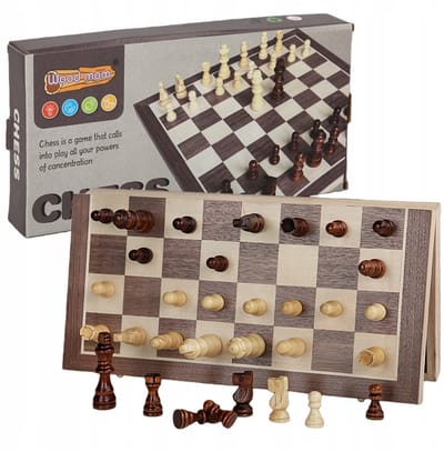 Houten Magnetisch Schaakspel - Opvouwbaar Bord 40x40 cm - Reisvriendelijk Strategisch Spel