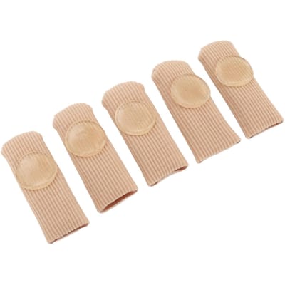 5 stuks Teenbeschermers Verminderen Pijn SEBS Gesloten Zacht Teenoppervlak Stof Sleeve Beschermers Huidskleur S 0.6 X 2.4in