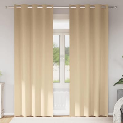 vidaXL Zwart-out Gordijnen met Ringen 2 st Crèmekleurig 225 x 140 cm