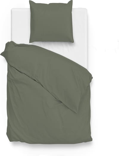 ZoHome Satinado Dekbedovertrek - Eenpersoons - 140x200/220 cm - Army Green