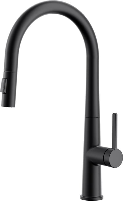 Cecipa Max Zwarte Uittrekbare Keukenkraan - Kegel-Paraplu-ontwerp - 2 Straalstanden - 40 cm Uittrekbereik - Montagegat Ø33-38 mm