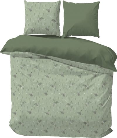 iSleep Dekbedovertrek Debby - Litsjumeaux XL - 260x200/220 cm - Groen
