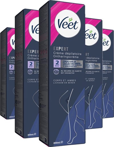 Veet - Expert - Ontharingscreme Benen 200ml - 5 Stuks - Voordeelverpakking