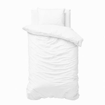 Decoware Dekbedovertrek Uni 140x220 cm - Wit - Katoen - Met Kussensloop - Eenpersoons