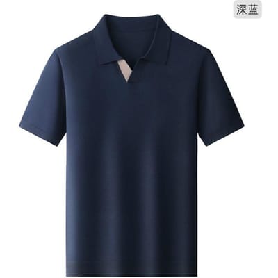 Nieuwe Zomer Licht Luxe Herenkleding Ademend en Huidvriendelijk Yilite Heren Gebreid T-shirt met Korte Mouwen Effen Kleur Halflange Mouwen Heren 4XL black