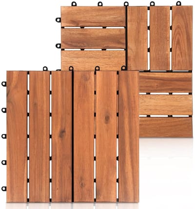 Houten vloertegels - Balkon vloerbedekking - Terras aanleggen - Eenvoudig kliksysteem - 22 stuks 2 m² - Houtkleur