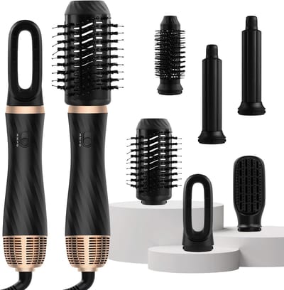 Haarstyler - Krultang Borstel - Haar Stylen - 6-in-1 Opzetstukken - 1000W - Goud