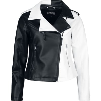 Gothicana by EMP - Gothic Kunstlederen jas - Jack in zwart en wit - S tot XL - voor Vrouwen - zwart-wit