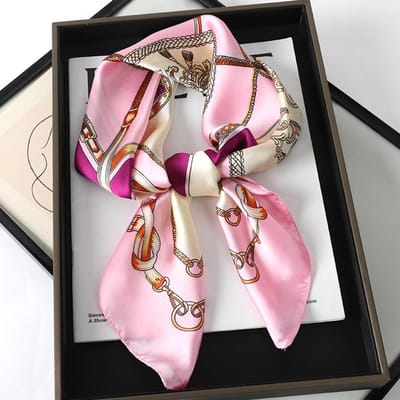 Écharpe Carrée Plaid en Soie de Luxe pour Femmes Bande Satinée pour Cheveux de Cou Foulard Doux pour le Travail Hijab Tête Foulard Féminin gray