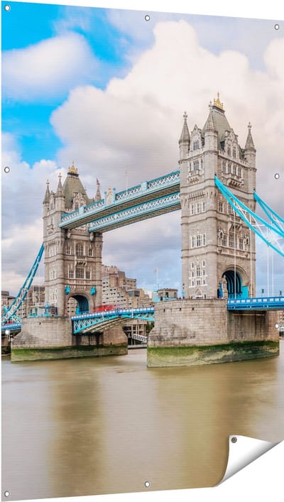 Gards Tuinposter Tower Bridge in Londen - 100x150 cm - Tuindoek - Tuindecoratie - Wanddecoratie buiten - Tuinschilderij