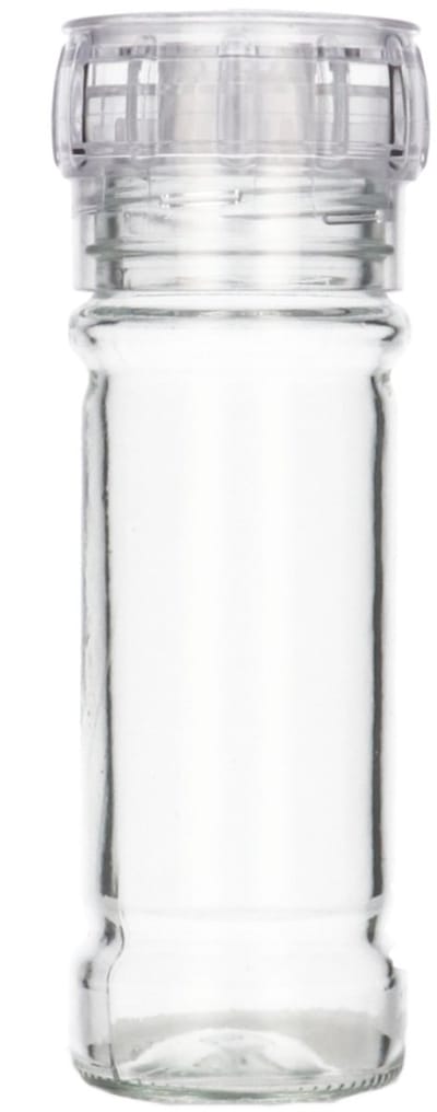 Kruidenmolen Glas 200 ml - Kruiden & Specerijen - Navulbaar - Pepermolen, Zoutmolen, Kruidenpot, Specerijenmolen - Incl. Deksel - Transparant - 1 Stuk