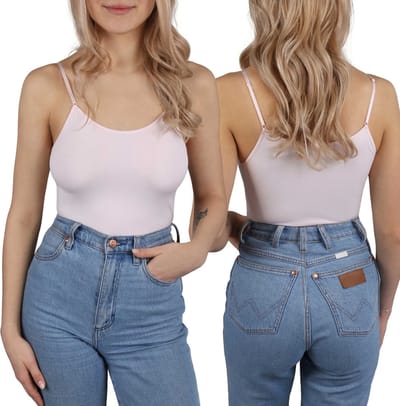 Lichtroze Dames Hemdje, Topje, Spaghetti Band Blouse