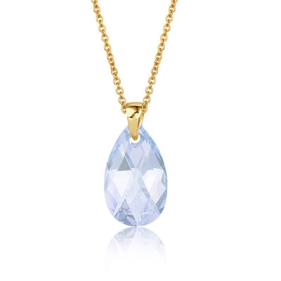 Montebello Ketting Jan DG574H - Swarovski Druppel - 925 Zilver Verguld - 16mm - 50cm