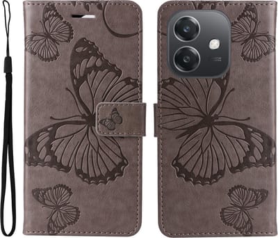 Coverup Hoesje - Geschikt voor OPPO A40 / A40m / A60 5G Hoesje - Coverup Vlinders Book Case - Taupe Grijs