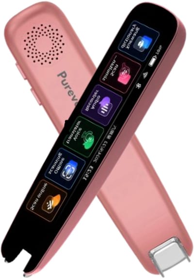PureVolt AI Vertaalpen – Slim Vertaal Apparaat met Scherm – Realtime Spraak- & Tekstvertaling in 142 Talen – Draagbare Smart Translator Pen met Scan- & Fotovertaling – Woordenboekfunctie - Rosé