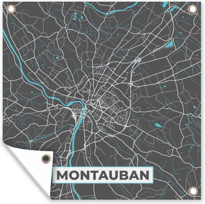 Tuin poster Montauban - Frankrijk - Plattegrond - Kaart - Stadskaart - 200x200 cm - Tuindoek