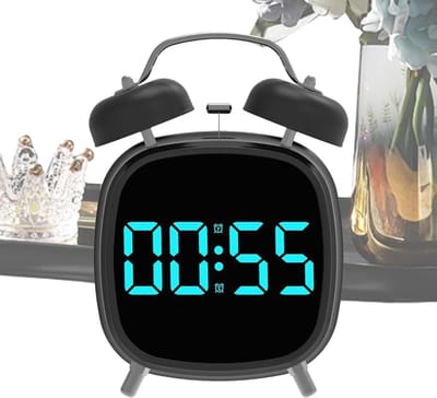 Digitale Wekker - Luide Wekker - Wakker Worden - Instelbare Helderheid - 63 cm - Zwart Blauw Licht
