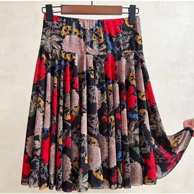 Dansrok Zomer IJszijde Hoge Taille Korte Rok Grote Zwaairok Anti-Glare Bloemig Elastische Taille Rok L