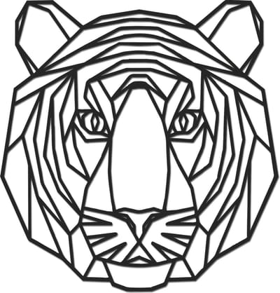Hout-Kado - Tijger - Small - Zwart - Geometrische dieren en vormen - Hout - Lasergesneden- Wanddecoratie