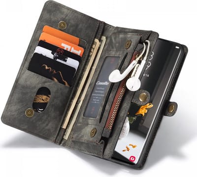CaseMe 008 Book Case en Back Cover Geschikt voor Samsung S22 Ultra Hoesje Zwart