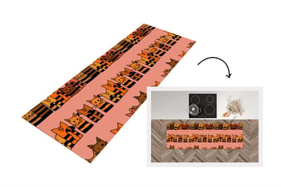 Keukenloper - Loper keuken - Katten - Patronen - Dieren - Kinderen - 150x50 cm - Keukenloper vinyl