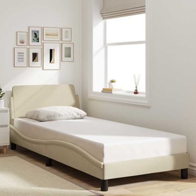 vidaXL - Bedframe - met - hoofdeinde - "Dover" - 90x200 - cm - stof - crème