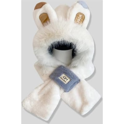 Schattige Oorbescherming Sjaal Muts Winddicht Konijnenoren Pluche Sjaal Muts Pluche Warme Muts Herfst Winter gray