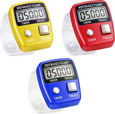 Vingerring teller - Handklikker - Nauwkeurig Tellen - 5-cijferig display - 3 stuks - Meerkleurig