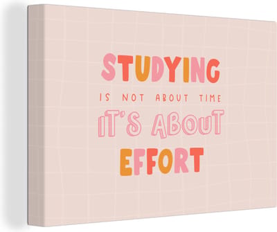 Canvas Schilderij Studeren - Quote - Motivatie - 30x20 cm - Wanddecoratie