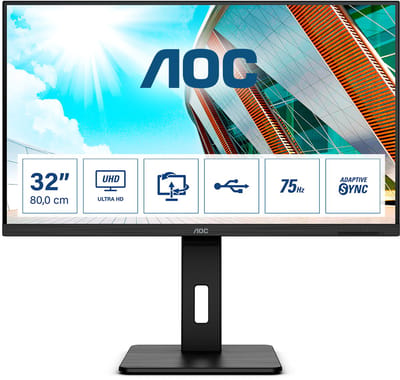 Aoc Moderne Monitor 31,5 Inch Voor Laptop Pc Hdmi Dp 2Xhdmi 4Xusb Luid