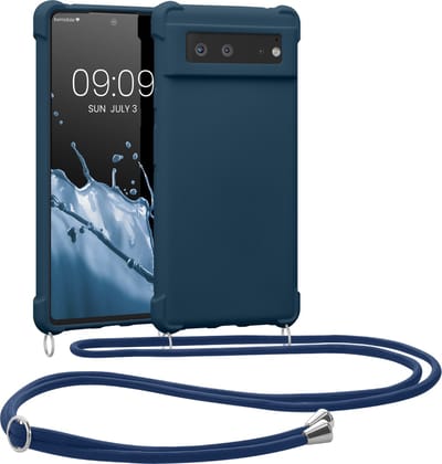 kwmobile telefoonhoesjegeschikt voor Google Pixel 6 - Hoesje van siliconen met telefoonkoord - In donkerblauw
