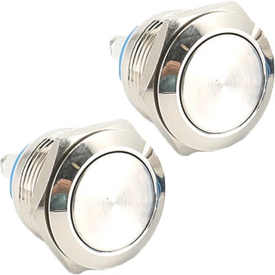 2-Pack Waterdichte Metalen Drukknop Schakelaars 22mm Momentair