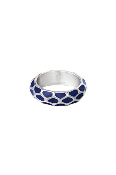 Ring Giraffe pattern- blue- Blauw- Stainless Steel - Yehwang- 17-Moederdag cadeautje - cadeau voor haar - mama