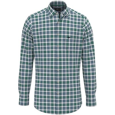 Fynch-Hatton Overhemd Classic Check Button Down Grasgroen / male
