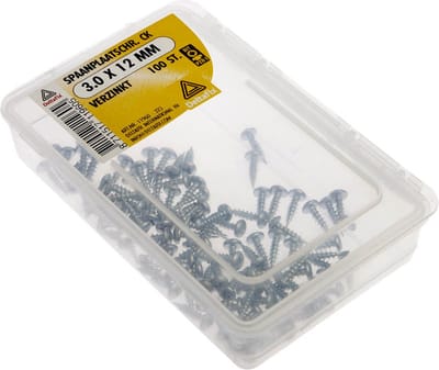 Deltafix spaanplaatschroeven 3,0 x 12 mm - verzinkt - cilinderkop - 100 stuks